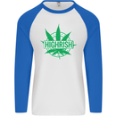 Highrish St. Patrick's Day Weed Drugs Funny Mens L/S Baseball T-Shirt White/Royal Blue