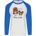 Mummy & Daughter Twice as Cute Mommy Mens L/S Baseball T-Shirt White/Royal Blue