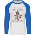 St George Warriors Mens L/S Baseball T-Shirt White/Royal Blue