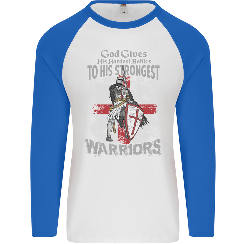 St George Warriors Mens L/S Baseball T-Shirt White/Royal Blue