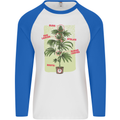 Weed Plant Cannabis Bud Drugs Marijuana Mens L/S Baseball T-Shirt White/Royal Blue