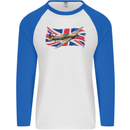 Hawker Hurricane with the Union Jack Mens L/S Baseball T-Shirt White/Royal Blue