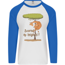 Scared of Heights Funny Giraffe Acrophobia Mens L/S Baseball T-Shirt White/Royal Blue