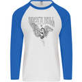 Long Live Rock n Roll Angel Mens L/S Baseball T-Shirt White/Royal Blue