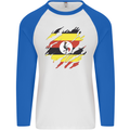 Torn Uganda Flag Ugandan Day Football Mens L/S Baseball T-Shirt White/Royal Blue