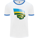 Curled Rwanda Flag Rwandan Day Football Mens Ringer T-Shirt White/Royal Blue
