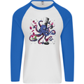 Octo Chef Funny Octopus Cook Cooking Mens L/S Baseball T-Shirt White/Royal Blue