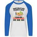 Camping Weekend Forecast Funny Alcohol Beer Mens L/S Baseball T-Shirt White/Royal Blue