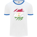 Torn Tajikistan Flag Tajik Day Football Mens Ringer T-Shirt White/Royal Blue