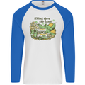 RVing Thru the Land RV Motorhome Camping Mens L/S Baseball T-Shirt White/Royal Blue