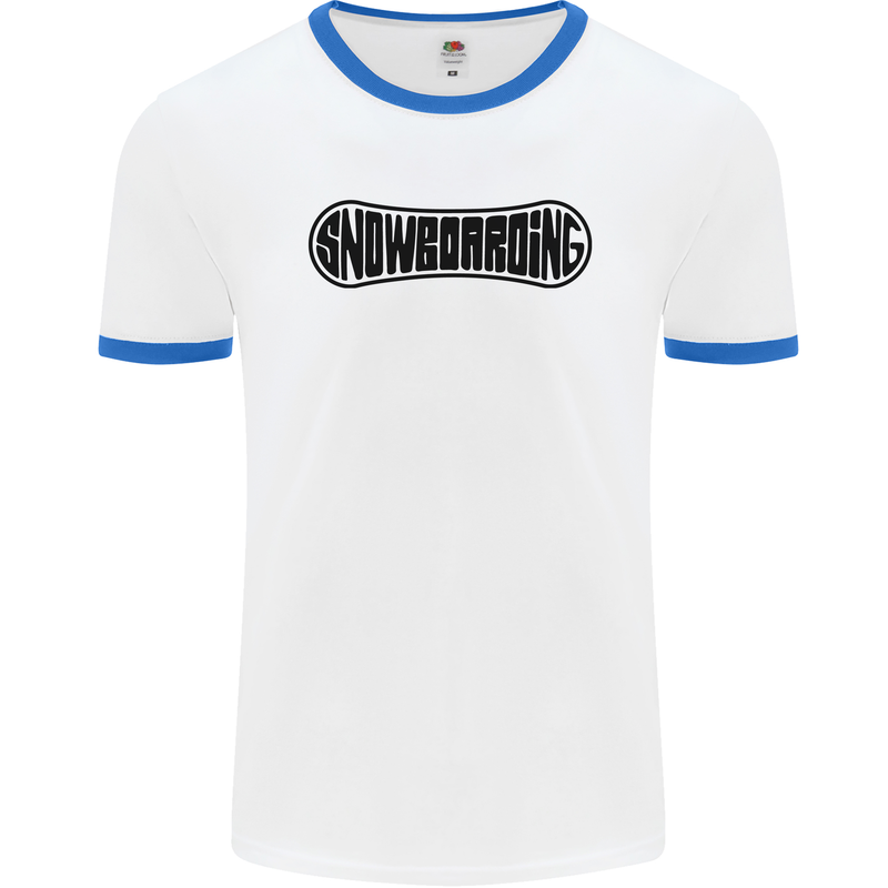 Snowboarding Snow Board Snowboarder Mens Ringer T-Shirt White/Royal Blue