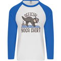 Funny Sloth Yoga Mens L/S Baseball T-Shirt White/Royal Blue