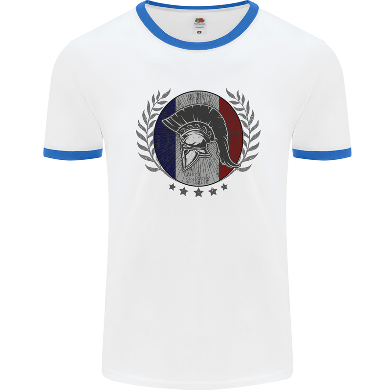 French Bodybuilding Flag Gym Training France Mens Ringer T-Shirt White/Royal Blue