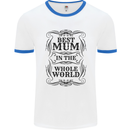 Mothers Day Best Mum in the World Mens Ringer T-Shirt White/Royal Blue