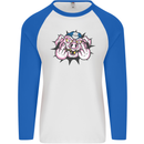 Offensive Pig Finger Flip Mens L/S Baseball T-Shirt White/Royal Blue