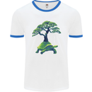 Abstract Tortoise Tree Mens Ringer T-Shirt White/Royal Blue