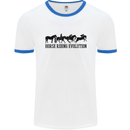 Equestrian Horse Riding Evolution Mens Ringer T-Shirt White/Royal Blue