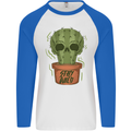 Cactus Skull Gardening Gardener Plants Mens L/S Baseball T-Shirt White/Royal Blue