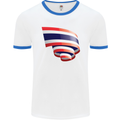 Curled Thailand Flag Thai Day Football Mens Ringer T-Shirt White/Royal Blue