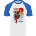 Monkey Magic Retro 70s Martial Arts TV Mens S/S Baseball T-Shirt White/Royal Blue