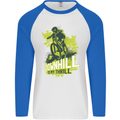 Downhill Mountain Biking My Thrill Cycling Mens L/S Baseball T-Shirt White/Royal Blue