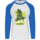 Downhill Mountain Biking My Thrill Cycling Mens L/S Baseball T-Shirt White/Royal Blue
