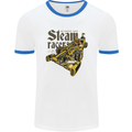 Steampunk Motorsports Racing Car Mens Ringer T-Shirt White/Royal Blue