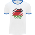 Torn Malawi Flag Malawian Day Football Mens Ringer T-Shirt White/Royal Blue