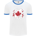 Torn Canada Flag Canadian Day Football Mens Ringer T-Shirt White/Royal Blue