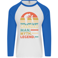 Grandad Man Myth Legend Funny Fathers Day Mens L/S Baseball T-Shirt White/Royal Blue