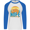 Sloth Nope Not Today Funny Lazy Mens L/S Baseball T-Shirt White/Royal Blue