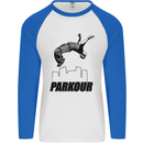 Parkour Free Running Break the Limit Mens L/S Baseball T-Shirt White/Royal Blue