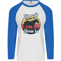 Home Is Where My Horse Is Funny Equestrian Mens L/S Baseball T-Shirt White/Royal Blue