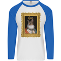 The One True Cat King Funny Mens L/S Baseball T-Shirt White/Royal Blue