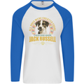 A Jack Russell Dog Mens L/S Baseball T-Shirt White/Royal Blue