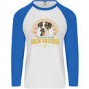 A Jack Russell Dog Mens L/S Baseball T-Shirt White/Royal Blue
