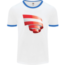 Curled Austria Flag Austrian Day Football Mens Ringer T-Shirt White/Royal Blue