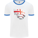 Curled Georgia Flag Georgian Day Football Mens Ringer T-Shirt White/Royal Blue