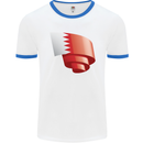 Curled Bahrain Flag Bahraini Day Football Mens Ringer T-Shirt White/Royal Blue