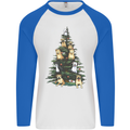 Funny Dog Christmas Tree Mens L/S Baseball T-Shirt White/Royal Blue