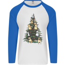 Funny Dog Christmas Tree Mens L/S Baseball T-Shirt White/Royal Blue