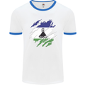 Torn Lesotho Flag Basotho Day Football Mens Ringer T-Shirt White/Royal Blue