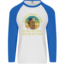 Sloth Hiking Team Funny Trekking Walking Mens L/S Baseball T-Shirt White/Royal Blue