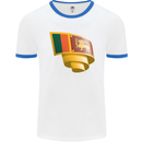 Curled Sri Lankan Flag Sri Lanka Day Football Mens Ringer T-Shirt White/Royal Blue