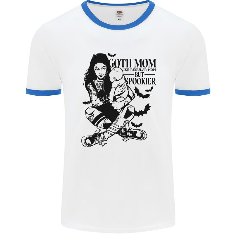 Goth Mum Like a Regular but Spookier Gothic Mens Ringer T-Shirt White/Royal Blue