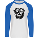 Australian Sheepdog Dogs Mens L/S Baseball T-Shirt White/Royal Blue