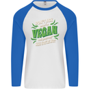 Dont Ask Why Im Vegan Mens L/S Baseball T-Shirt White/Royal Blue