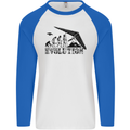 Hang Gliding Evolution Funny Hang Glider Mens L/S Baseball T-Shirt White/Royal Blue