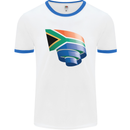 Curled South African Flag Africa Day Football Mens Ringer T-Shirt White/Royal Blue