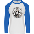 Bikers Don't Go Grey Motorbike Motorcycle Mens L/S Baseball T-Shirt White/Royal Blue